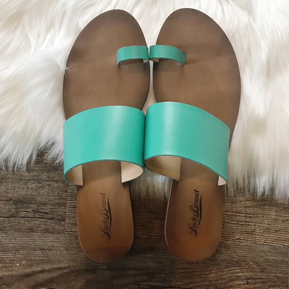 Lucky Brand Slip on Slide Blue Leather Sandal 9